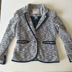 Anthropologie Cartonnier Black and White Tweed Blazer Jacket Size 6